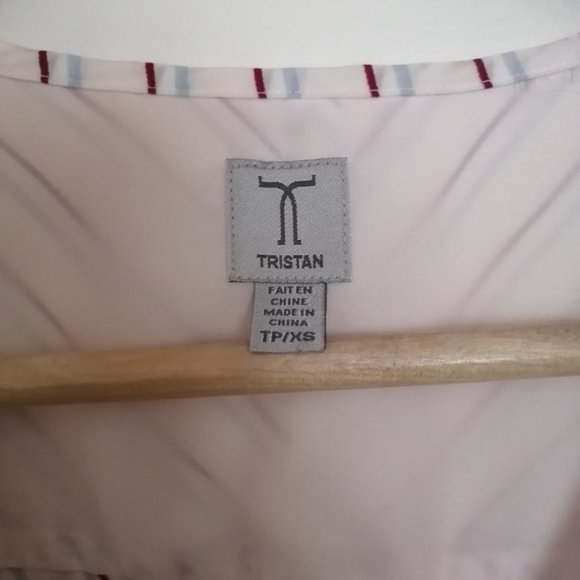 Tristan Stripped Red V-neck Tie Up Blouse - Picture 4 of 8